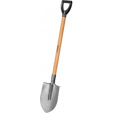 Штыковая лопата 380х208х1200мм полотно 2мм нерж. сталь закалено дерев. лакир. черенок высш. сорт с рукояткой тип ЛКО ЗУБР Мастер-НС 39447