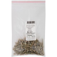 Шурупы желтопассированные, универсальные 3,5 х 25 100 шт Фасовка (21225-0)
