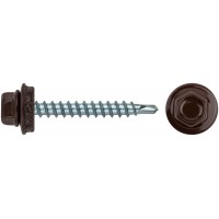 Шурупы кровельные со сверлом 4.8 х 38 коричневый 100шт , RAL 8017 Фасовка (23535-0)