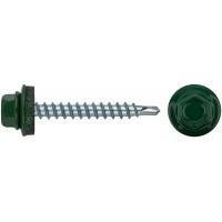 Шурупы кровельные со сверлом 4.8 х 38 зеленый 100шт , RAL 6002 Фасовка (23532-0)