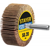Круг шлифовальный лепестковый d 50 x 20 мм, P320, на шпильке d 6 мм STAYER 36607-320