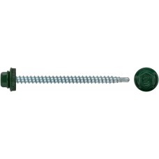 Шурупы кровельные со сверлом 4,8 х 70 зеленый 100шт , RAL 6002 Фасовка (23556-0)