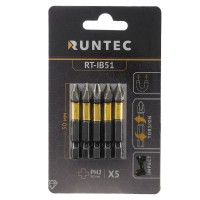 Бита ударная RUNTEC Diamond Coating H6.35 50мм PH2 5шт., RUNTEC, RT-IB51