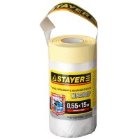 Защитная пленка-маскер с клейкой лентой 0,55 х 15 м, 9 мкм ПВД STAYER 12255-055-15
