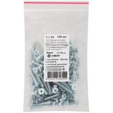 Винт с потайной головкой с полной резьбой оцинкованный DIN 965 4х25 100 шт Фасовка (27765-0)