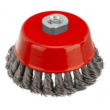 Щетка для УШМ, 100 мм, М14, чашка, крученая проволока 0.35 мм Matrix (74615)