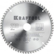 Пильный диск по алюминию Multi Material, 210 х 30 мм, 64Т KRAFTOOL 36953-210-30