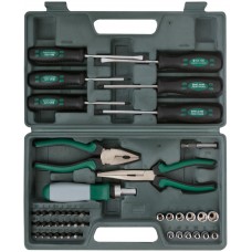 Набор инструмента 45 шт. (пассатижи, отвертки, биты), пластиковый чемодан