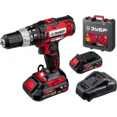 Ударная дрель-шуруповерт 18 В 40 Н·м 2 АКБ 2 А·ч кейс ЗУБР С1-18 ДШУ-185-22