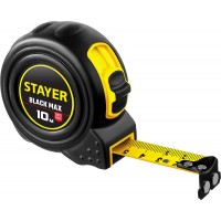 Рулетка с двумя фиксаторами BlackMax 10 м х 25 мм Professional STAYER 3410-010