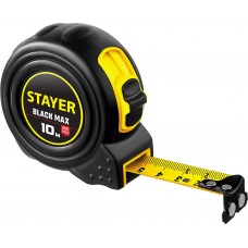 Рулетка с двумя фиксаторами BlackMax 10 м х 25 мм Professional STAYER 3410-010
