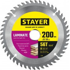 Диск пильный по ламинату Laminate STAYER 200x32/30 мм 56Т аккуратный рез 3684-200-32-56_z01  