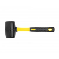 Киянка резиновая 450 грамм черная с фиберглассовой ручкой HORTZ