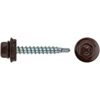Шурупы кровельные со сверлом 4.8 х 32, коричневый RAL-8017 100шт. Фасовка (23567-0)