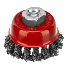 Щетка для УШМ, 65 мм, М14, чашка, крученая проволока 0.8 мм Matrix (74621)