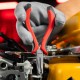 Длинногубцы изогнутые Mini, 130 мм, никелированные, авторазжим, двухкомпонентные рукоятки Matrix (17812)