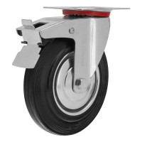 Колесо поворотное с тормозом D 125 мм, крепление платформенное Сибртех (68722)
