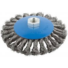 Корщетка, тип колесо с наклоном, гайка М14, стальная витая проволока 125 мм (38938М)