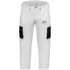 Брюки рабочие Master Color, белые, эластичный пояс, 6 карманов, размер L (30-8012)