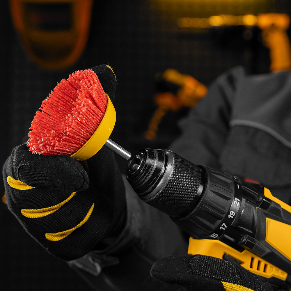 Щетка для дрели, 75 мм, Чашка, со шпилькой, нейлоновая щетина Denzel (74436)