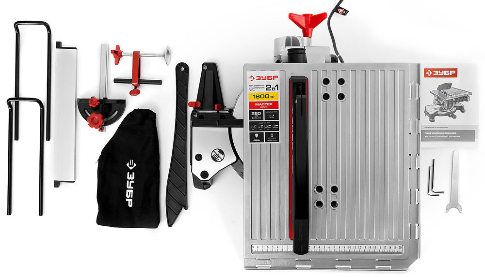 Пила торцовочная d 250 х 30 мм 1800 Вт комбинированная ЗУБР ЗПТК-255-1800 ЗПТК-255-1800