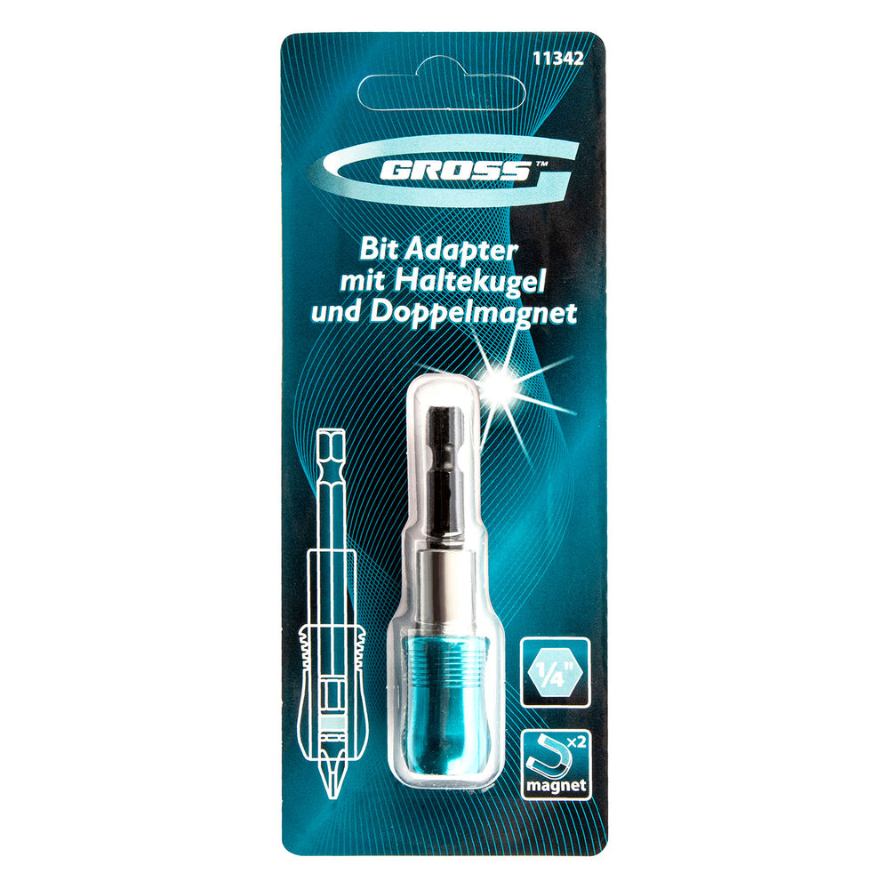 Адаптер для бит с держателем и двойным магнитом, 1/4 Gross (11342)
