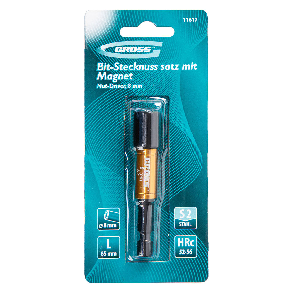 Бита с торцевой головкой, магнит. Nut-Driver, 8 мм, S2 Gross (11617)