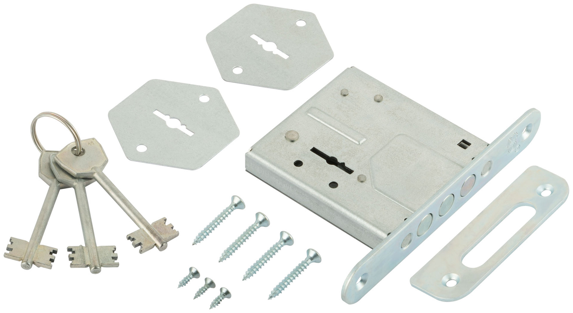 Замок врезной ЗВ8-4С, три круглых ригеля (66970)