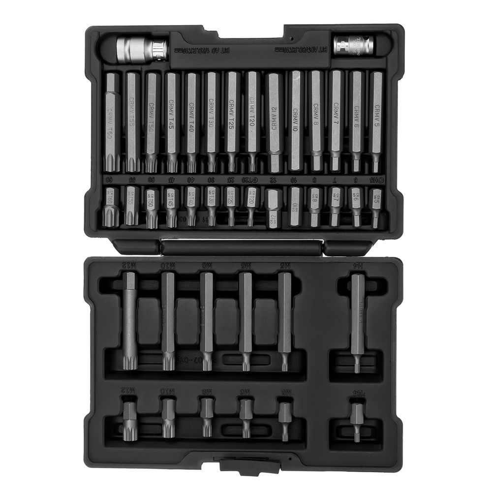 Набор бит HEX, Torx , SPLine, хвостовик-шестигранник 1/2, CrV, 42 шт. Stels (11318)