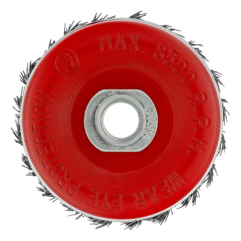 Щетка для УШМ Heavy Duty, 80 мм, М14, чашка, крученая проволока 0.5 мм Matrix (74670)