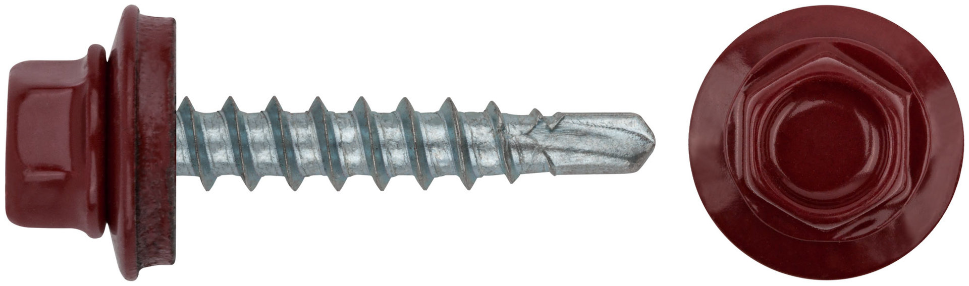 Шурупы кровельные со сверлом 4.8 х 28 красный 100шт , RAL 3011 Фасовка (23511-0)