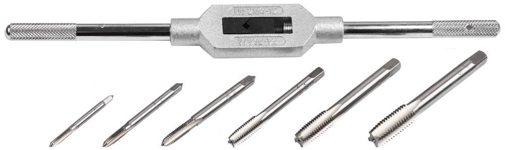 Набор метчиков 7 предм. сталь 9ХС на карточке ЗУБР 28126-H7