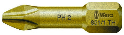 Бита торсионная PH 2 x 25 мм сверхтвёрдая 1/4 C6.3 серия 851/1 TH PH Wera WE-056610