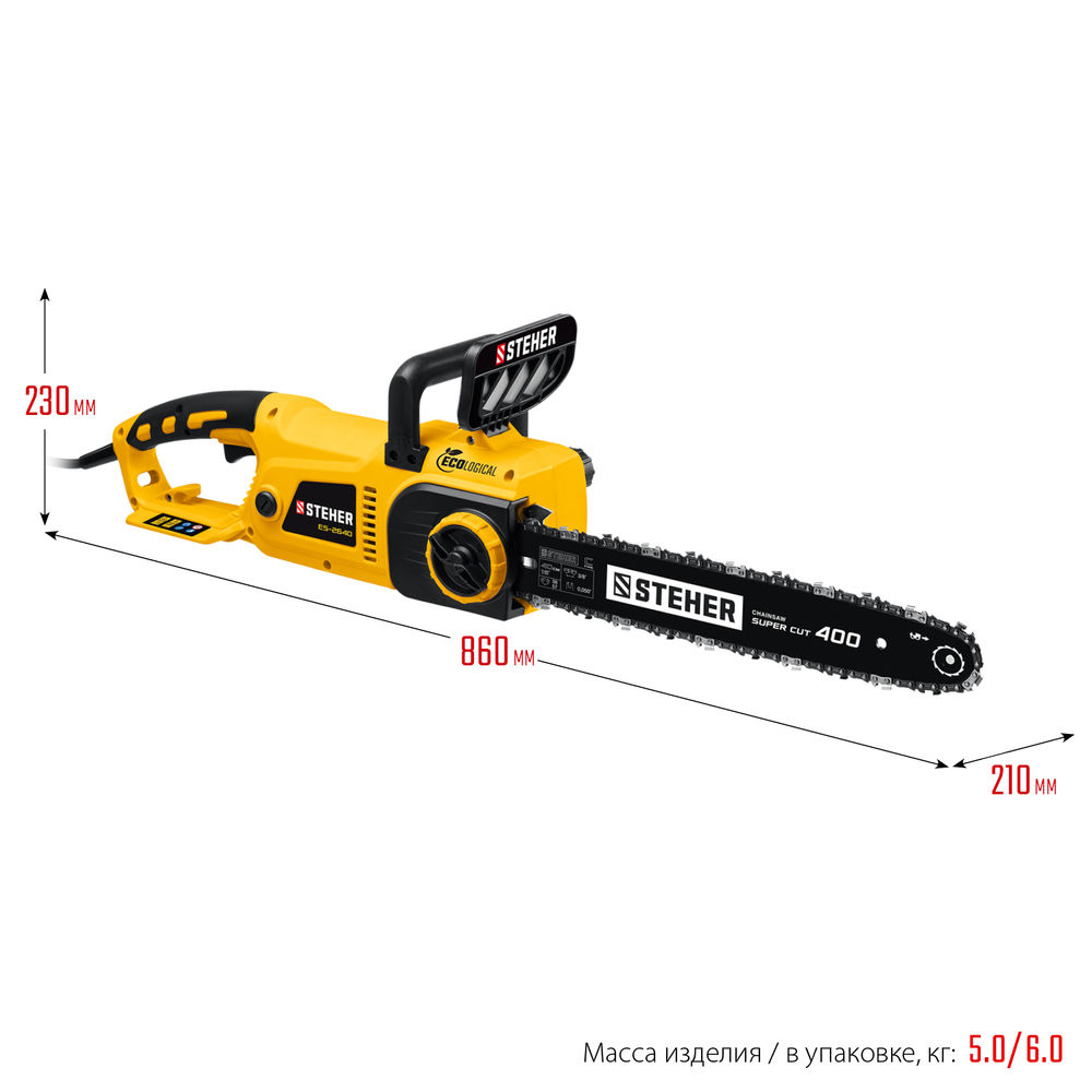 Пила цепная электрическая 2600 Вт, 40 см шина STEHER ES-2640