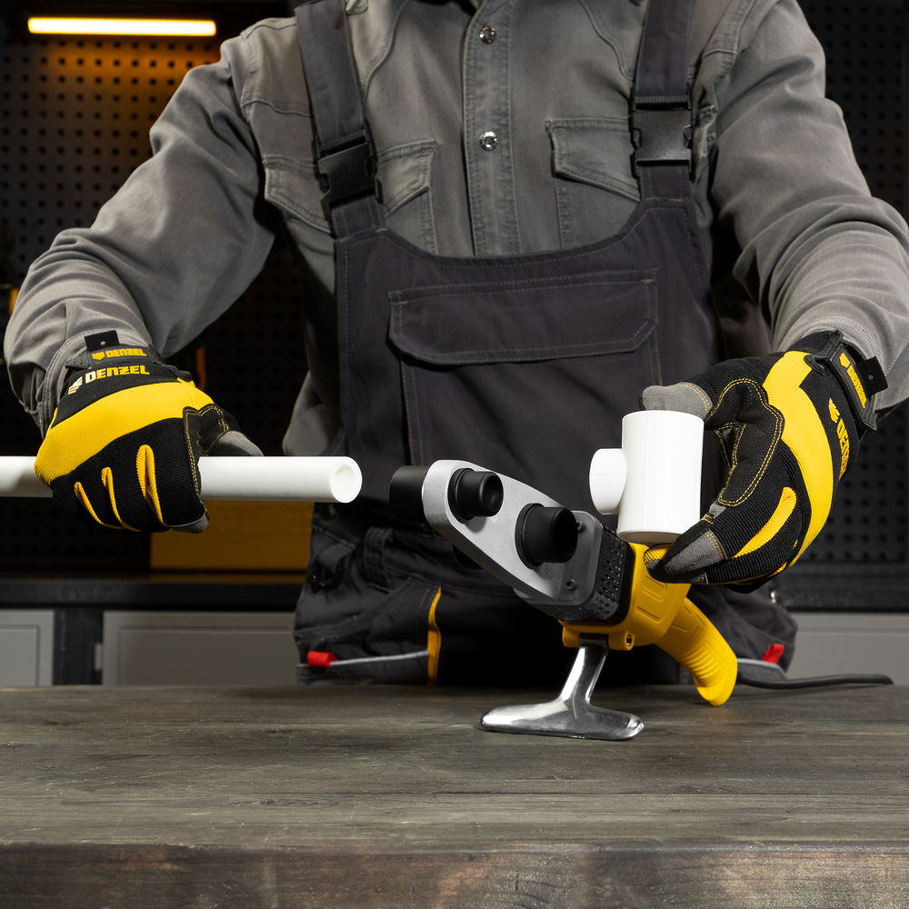 Аппарат для сварки пластиковых труб DWP-800, Х-Pro, 800 Вт, 300 град, комплект насадок, 20-32 мм Denzel (94207)