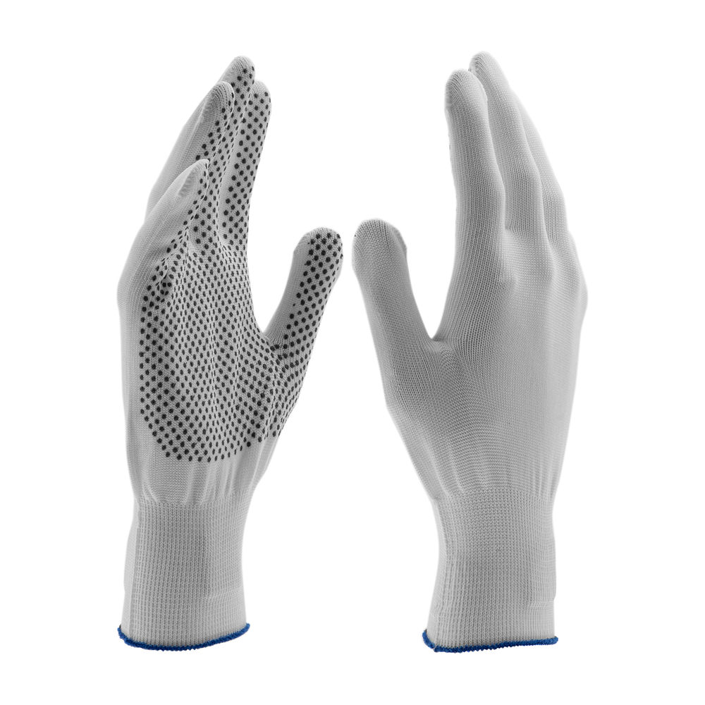 Перчатки Нейлон, ПВХ точка, 13 класс, белые, XL (67847)