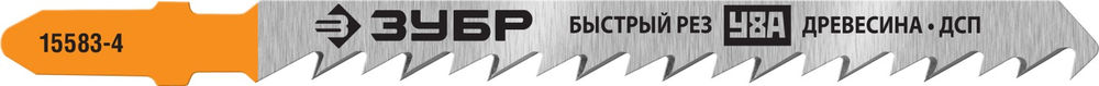 Полотна для лобзика раб. длина 75 мм T144DP T-хвост. по дереву шаг зуба 4 мм (6TPI) 2 шт У8А сталь Профессионал ЗУБР 15583-4