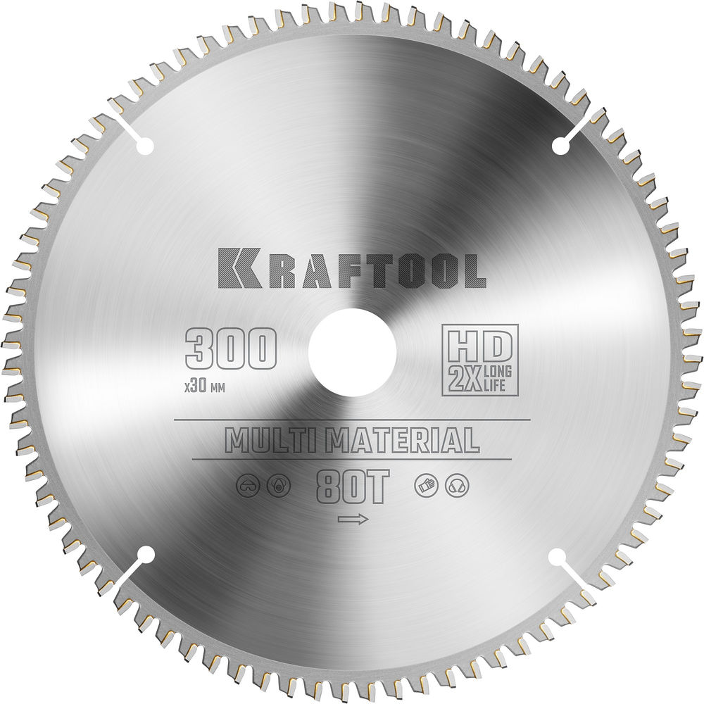 Пильный диск по алюминию Multi Material, 300 х 30 мм, 80Т KRAFTOOL 36953-300-30