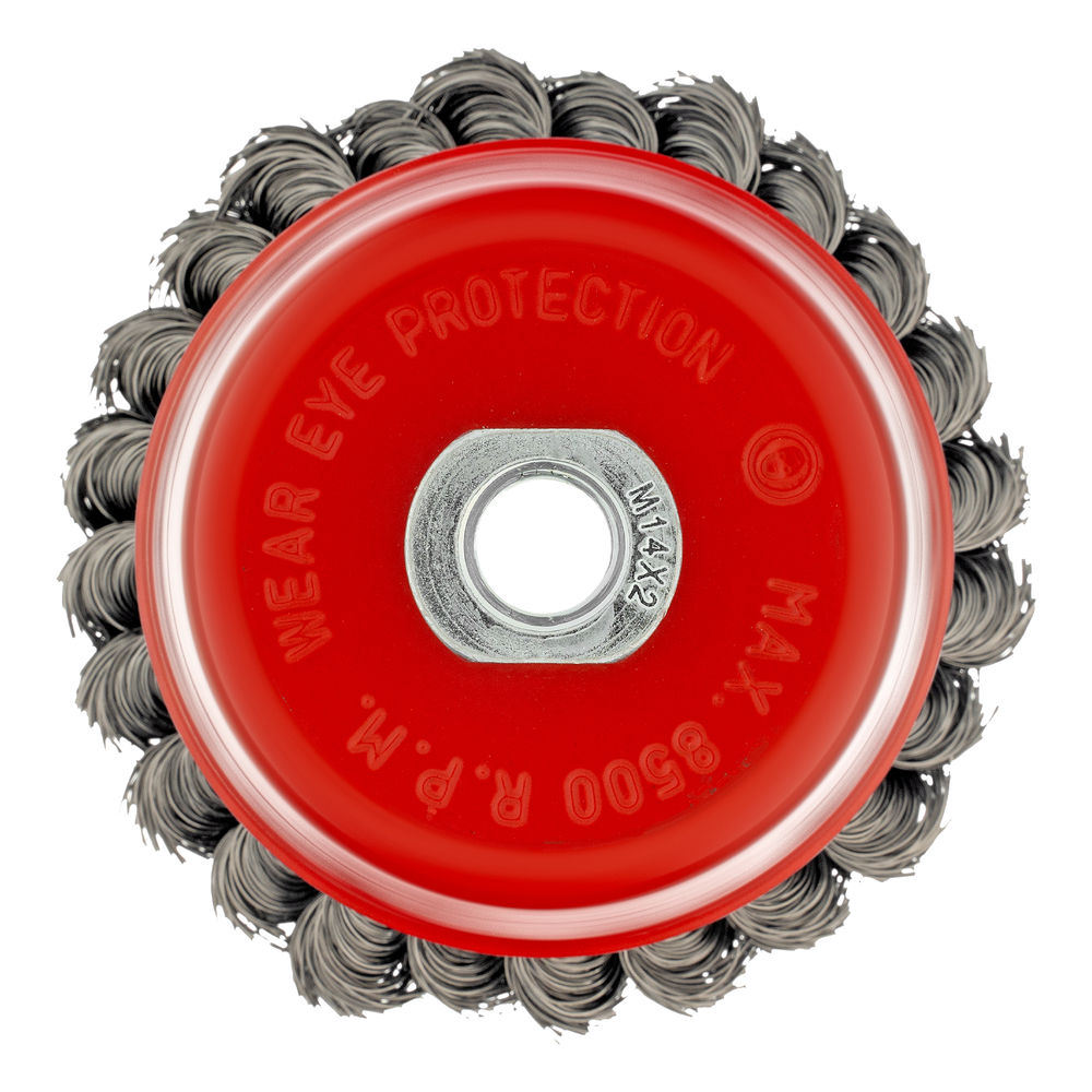 Щетка для УШМ, 100 мм, М14, чашка, крученая проволока 0.35 мм Matrix (74615)