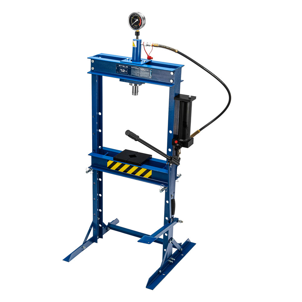 Пресс гидравлический с манометром и педалью, 12 т (комплект из 2 частей) Stels (52312)