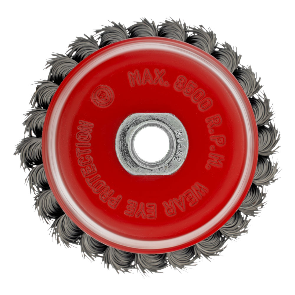 Щетка для УШМ, 100 мм, М14, чашка, крученая проволока 0.5 мм Matrix (74628)