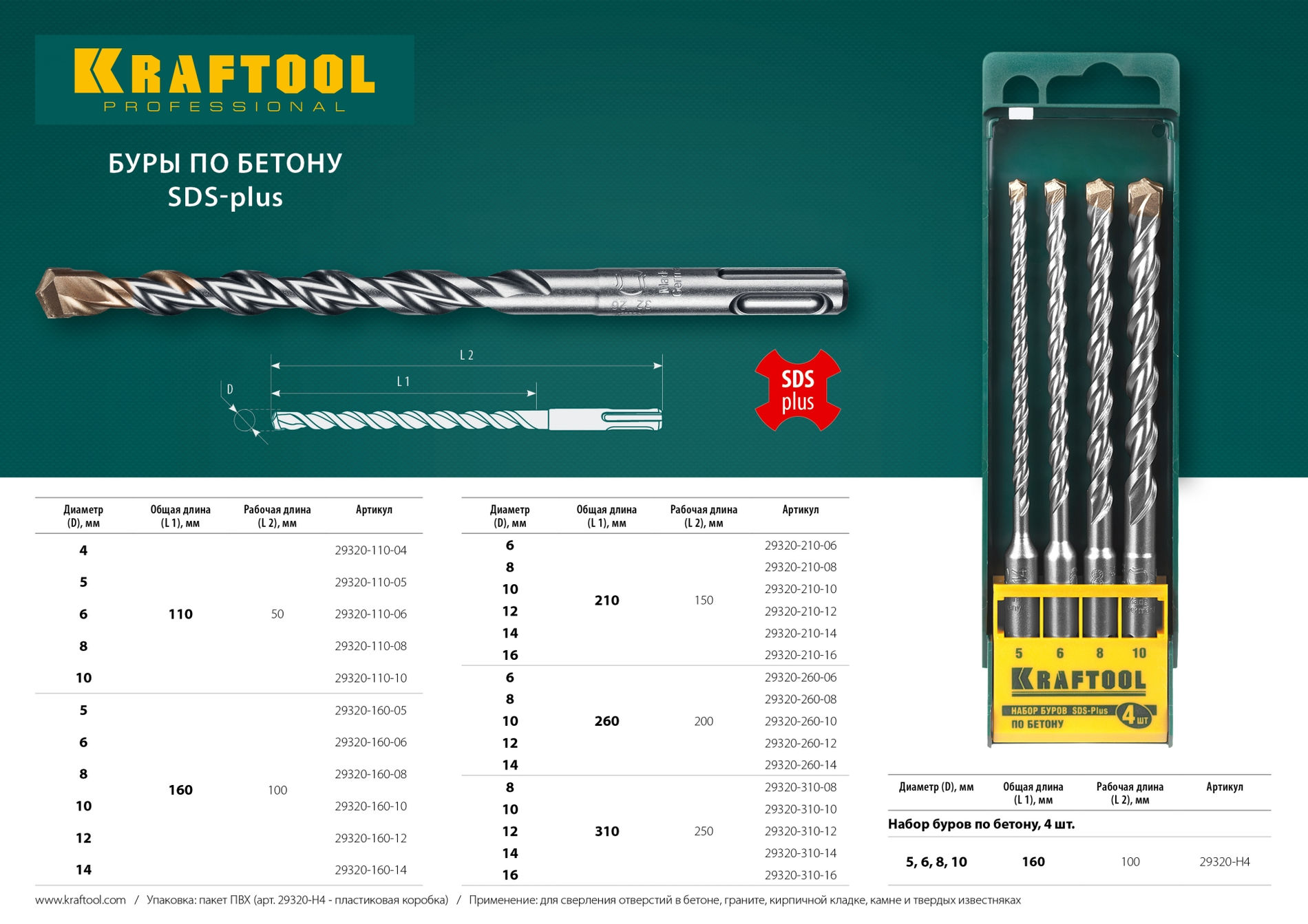 KRAFTOOL Expert, 12 х 210 мм, SDS-plus бур (29320-210-12_z01)