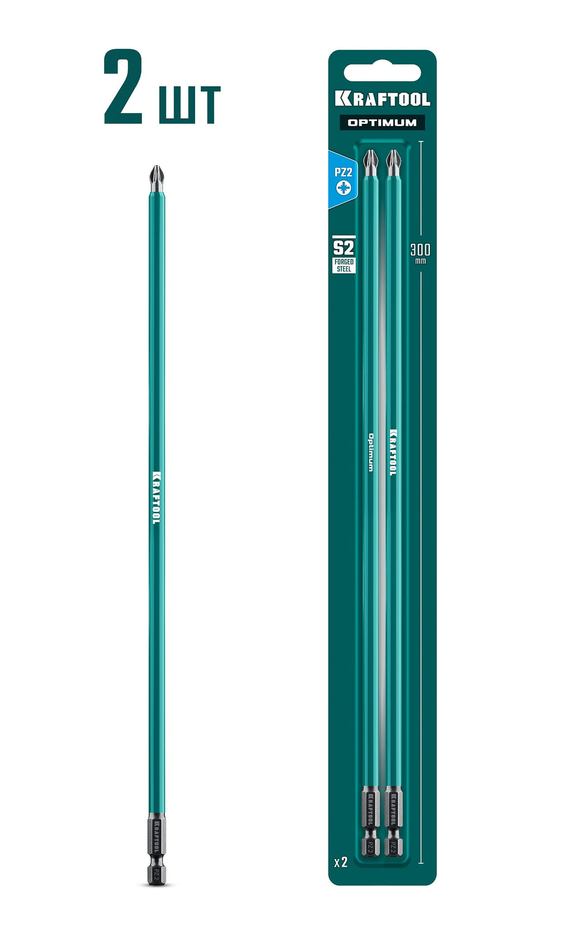 KRAFTOOL OPTIMUM PZ 2, 300 мм, 2 шт, биты (26124-2-300-2)