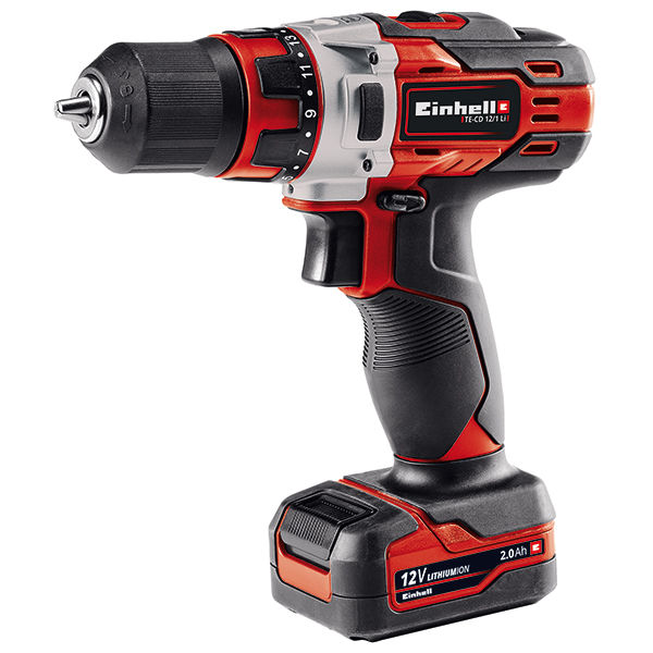Дрель аккумуляторная Einhell TE-CD 12/ 1 Li (2x2,0Aч),12В,30Нм,патрон10мм,слайдер,наб.бит 5шт,картон (4513594)