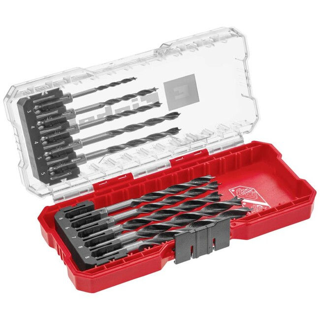 Набор сверл Einhell 10 штук,3-8 мм,по дереву,с 6-гранным хвостовиком,S-Case (108733)