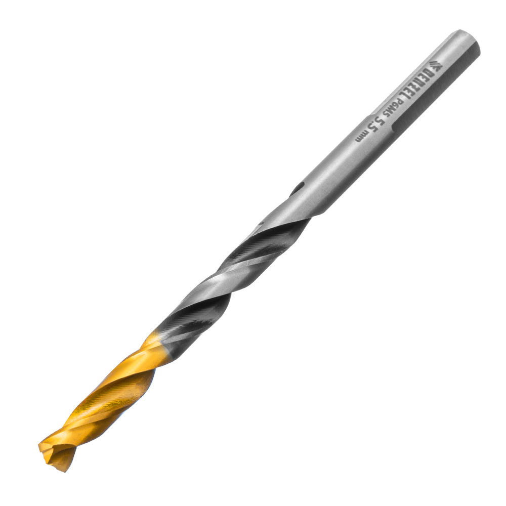 Сверло спиральное по металлу 5,5 x 93мм, Р6М5, Golden Tip, многогранная заточка Denzel (718277)
