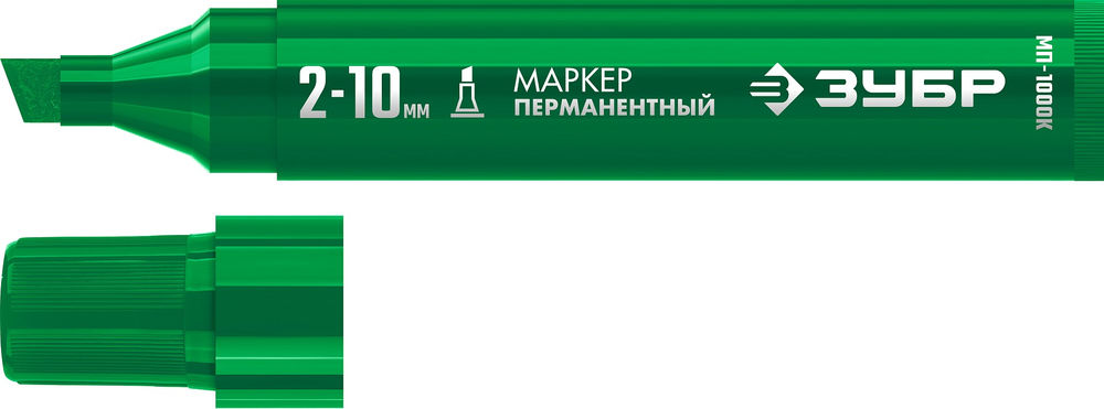 Перманентный маркер клиновидный МП-1000К зеленый, 2-10 мм ЗУБР 06333-4