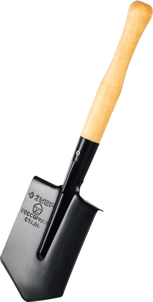 Туристическая лопата 150х185х510мм полотно рессорная сталь 1.6мм закалено дерев. черенок высш. сорт ПРОФЕССИОНАЛ ЗУБР ПРОФИ-5С 39458