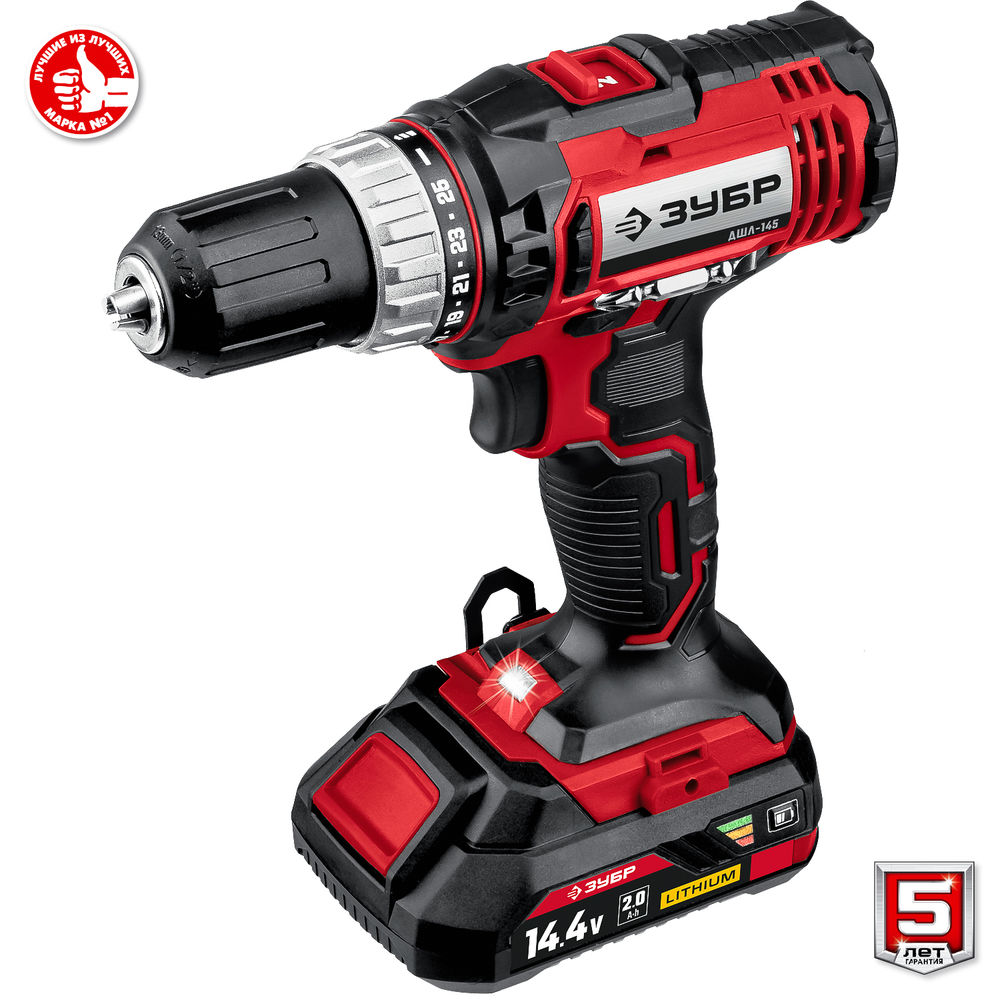 Дрель-шуруповерт 14.4 В 35 Н·м 2 АКБ 2 А·ч кейс ЗУБР С1 ДШЛ-145-22