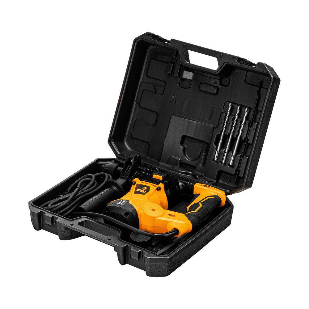 Перфоратор электрический RHV-1250-30, SDS-plus, 1250 Вт, 5 Дж, 3 плюс 1 режим Denzel (26612)
